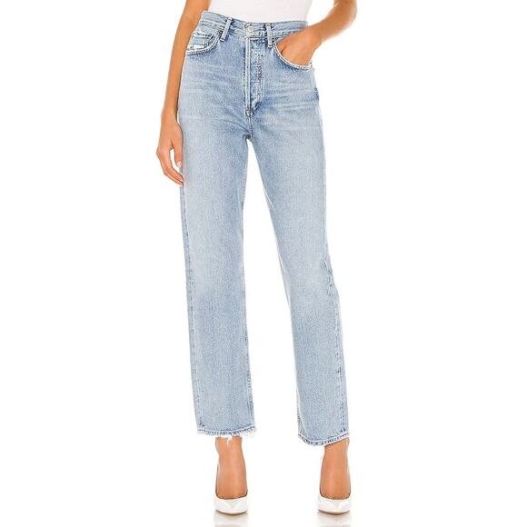NWT Agolde 90s Mid Rise Loose Fit Denim Straight Jeans Snapshot Women's Size 24 - Picture 1 of 9